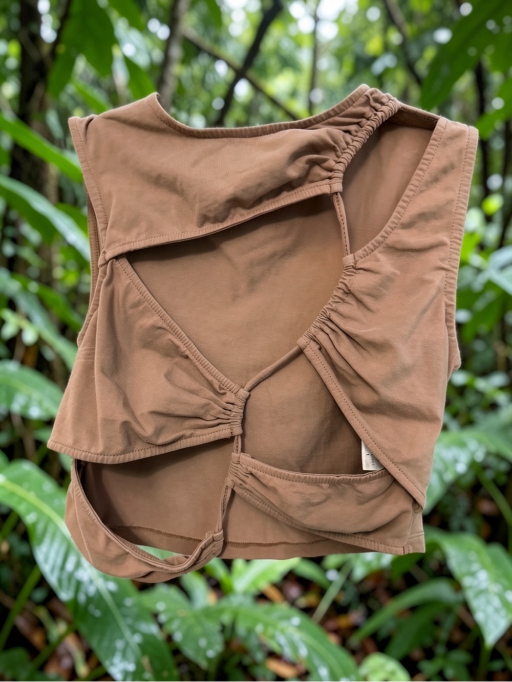 Y2K Style Brown Cutout Crop Tank Top - Women's Fashion